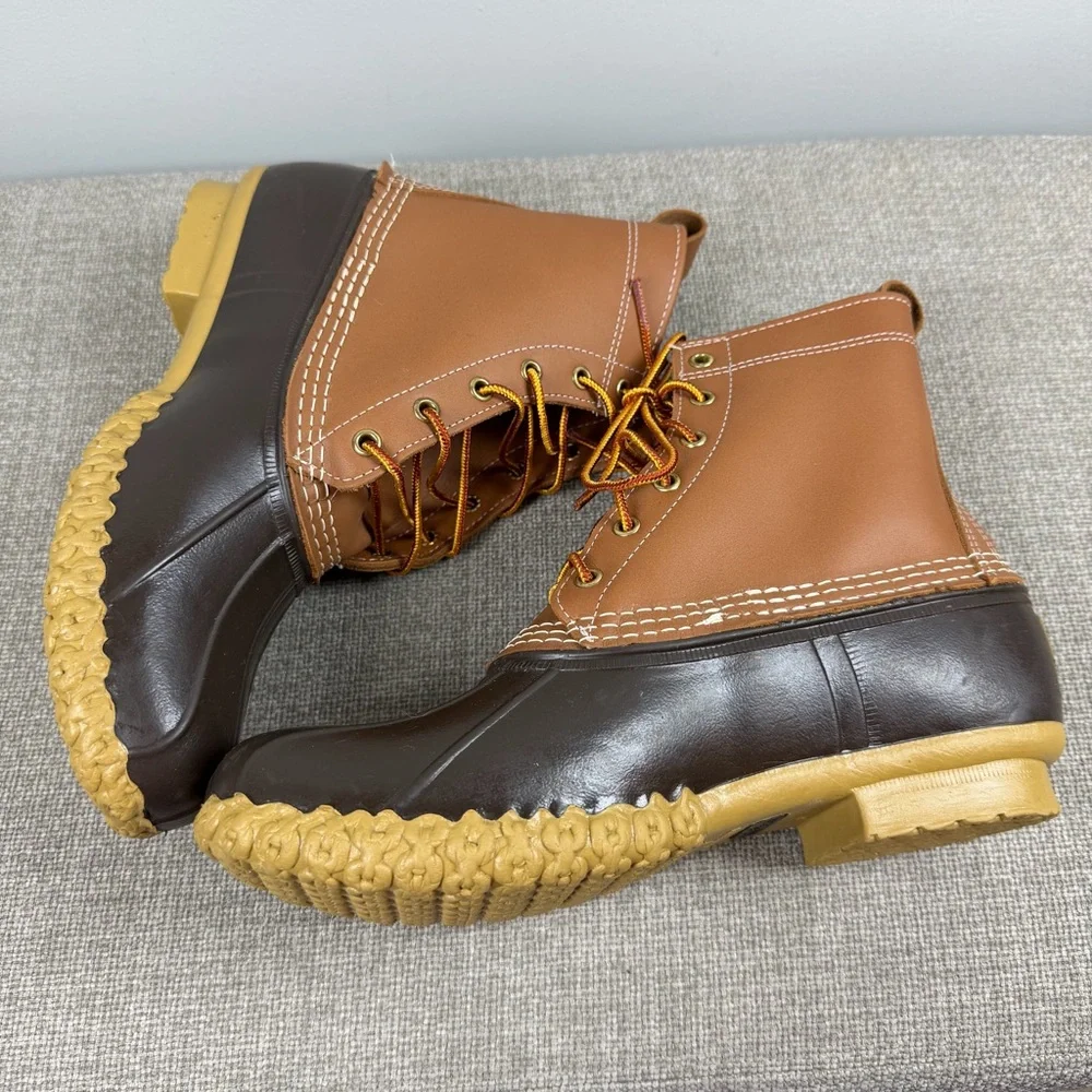 L.L. Bean Boots 8” Waterproof Tan Gum Duck Boots Men’s Size 8 Wide Work Rain